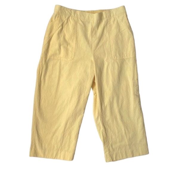 Alfred Dunner Cotton Yellow Capri Pockets High Waist Pants SZ 6P NWOT - Picture 1 of 10